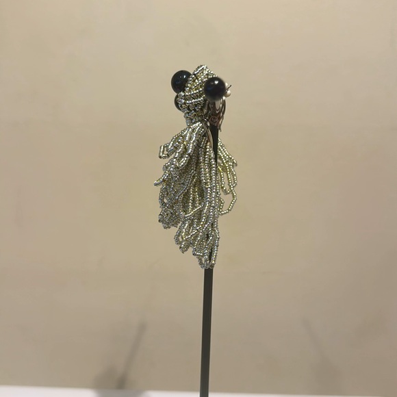 Vintage 80s Style Beaded Chandelier Dangle Earrings Clip On - Picture 2 of 5